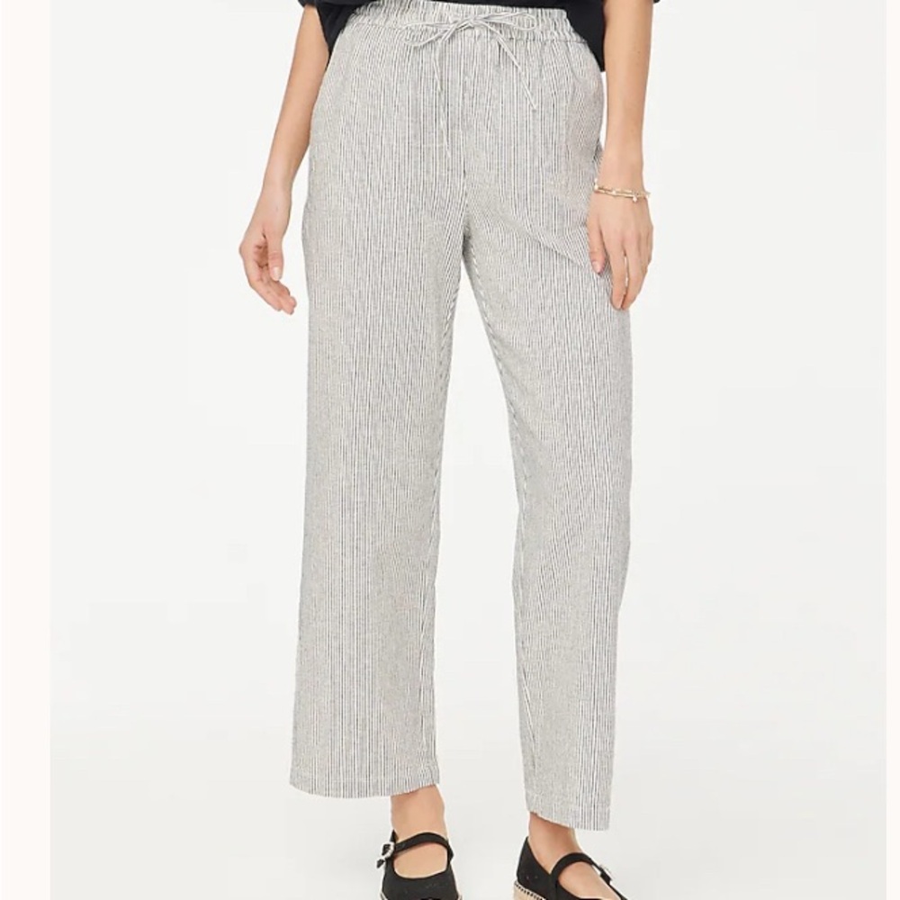 JCREW Linen-blend slim wide-leg drawstring pant